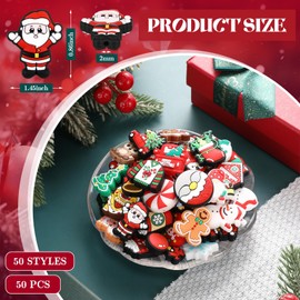 Watersay 50 Pcs Christmas Focal Beads for Pens Silicone Focal Beads Bulk Christmas Silicone Charms Santa Tree Snowman Beads for Beadable Keychain Pen DIY Crafts Necklace Bracelet Jewelry Making