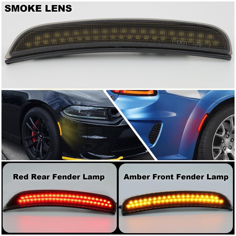 KEEGTBOX Sequential Amber Front & Red Rear Side marker Lamp