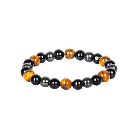 ABHISUBYA Triple Protection Bracelet - For Protection - Bring Luck And Prosperity - Hematite - Black Obsidian - Tiger Eye - Stone Bracelets