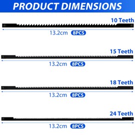 TXErfolg Scroll Saw Blades 127 mm Fine Cut Scroll Saw Blades with Pin 10/15/18/24 Teeth Suitable for Scroll Saws for Power Tool Accessories Woodworking for Wood Pack of 32