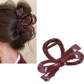 Jotml Hair Clip, Securely Clip, Small Hair Claw, Strong, Hair Clip, Ribbon, Barrette, Hair Combo, Elegant, Hair Accessory (Cherry)