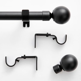 jinchan Black Curtain Rods for Windows 72 to 144 Inch, 1 Inch Diameter Adjustable Heavy Duty Outdoor Extra Long Window Curtain Rod for Bedroom, Boho Decorative, 72-144 Inch, Single