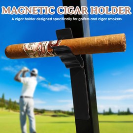 hoeslaw Golf Cart Cigar Holder, Magnetic Clip Cigar with Adjustable Strap, Accommodate All Cigar Sizes,Versatile & Secure Accessory for Golfing, Boating, BBQs, Fishing & Outdoor Enthusiast (Black)