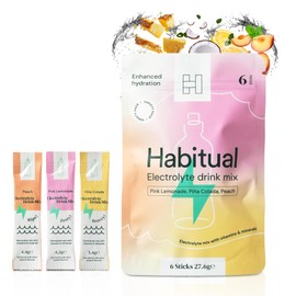 HABITUAL Daily Electrolytes Sachets | Low Sugar Electrolyte Powder with 425mg of Key Electrolytes | Electrolyte Drinks for Healthy Diets Packed with Vitamins (6 Sachets, Taster Pack)