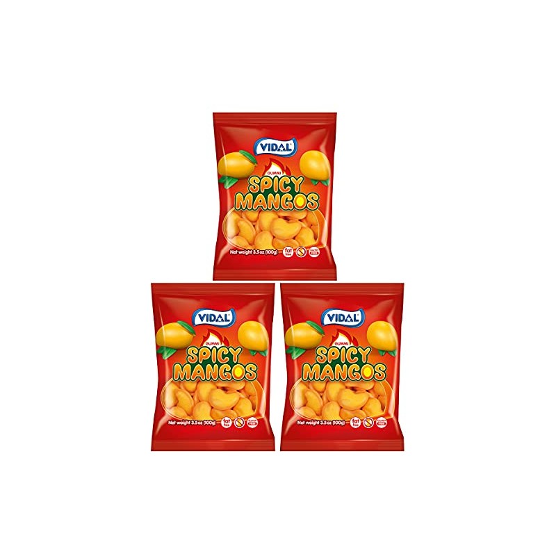 Vidal Gummy Spicy Mangos Candy, 3.5 Ounce (Pack of 3)