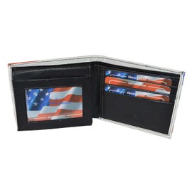 Leatherboss PU Leather Exotic US Waving American Flag Bifold Wallet with Printed Gift Box
