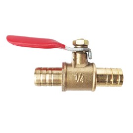 LOZOME 2 PCS 3/8" Hose ID x 3/8 INCH Hose Barb Mini Ball Valve Brass Shut Off Switch, Pipe Tubing Fitting Coupler, 180 Degree Operation Handle with 4 Hose Clamps