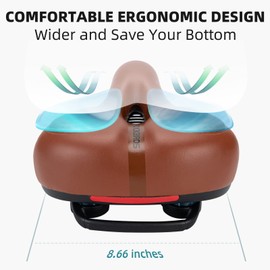 ROCKBROS Comfort Bike Seat Cushion Gel, Wide & Breathable, Waterproof Padded Saddle for Men and Women, Fits Exercise, Stationary, Cruiser, Mountain Bikes