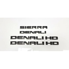 GM 4PCS Matte Black GMC SIERRA DENALI HD Duramax 2500HD 3500HD Letters Emblem Badge
