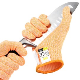 Glove Station Ultra Durable Series Cut Resistant Gloves - Cutting Gloves for Chefs, BBQ and Cooking - Level 5 Protection, Food Grade Safe Cut - Orange, Large Size