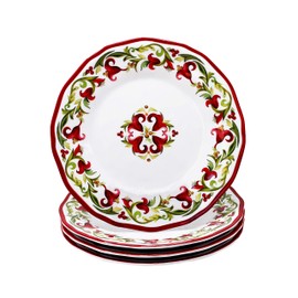 Le Cadeaux Vischio Holiday Collection Melamine Salad Plate, Set of 4
