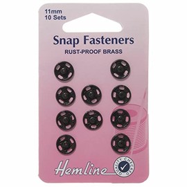 Sew On Snap Fasteners 11mm Black