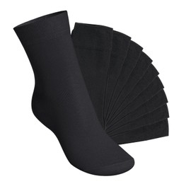 Footstar Children's Socks, Everyday Medium High Socks for Girls and Boys, 10 Pairs - Black , size: 31-34