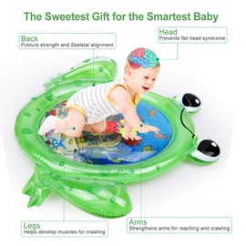 New Frog Shape Tummy Time Baby Water Mat, Premium Inflatable Play Mat, Large Infant Baby Toy for 3 6 9 Months, Perfect Sensory Gift for Newborn Boy Girl Fun Early Development Activity Centers