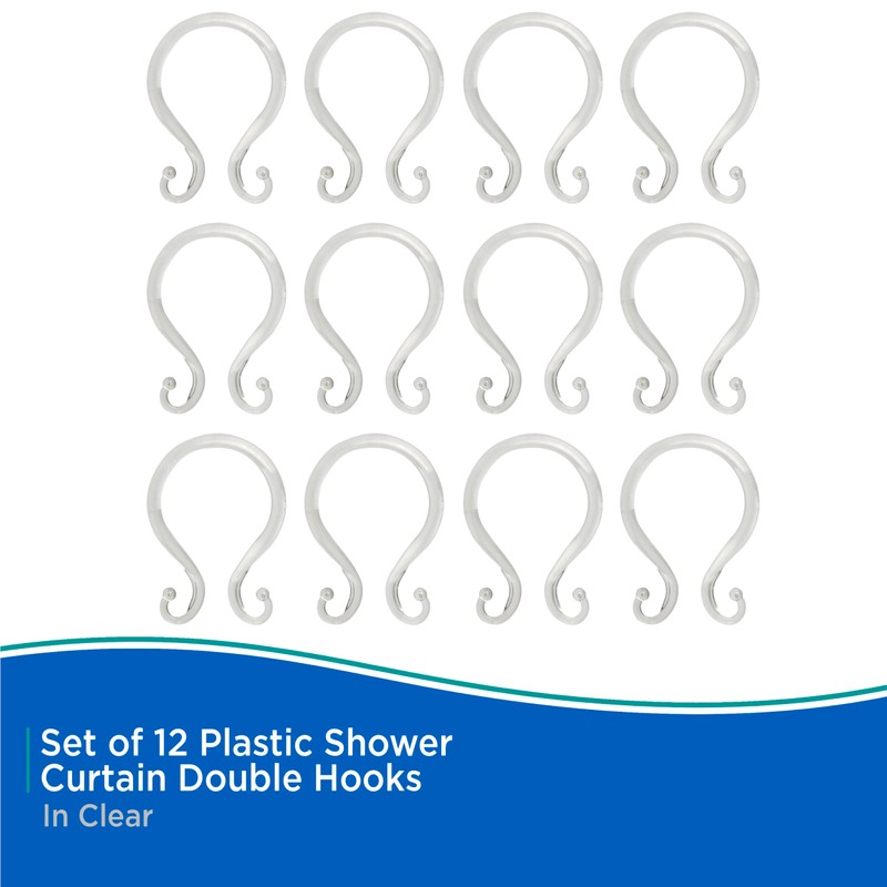Kenney KN61211 Rust-Proof Smooth Plastic Shower Curtain Rings with Double