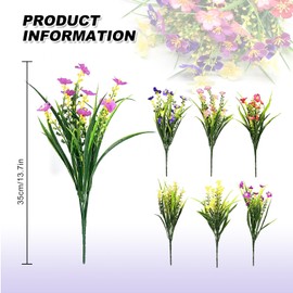 JMOOT Artificial Flowers Outdoor, 6 Bundles Fake Faux Plastic Flowers 6 Colors Decorative Artificial Outdoor Flower for Decoration Garden