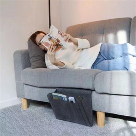 PmHaurient Bedside Caddy,Felt Bed Side Caddy Organizer With 5 Pockets For Remote,Bed Pockets Bedside Storage Can Hold Tablet Magazine Book Phone And Fruit,For Bed,Sofa,Desk (grey)