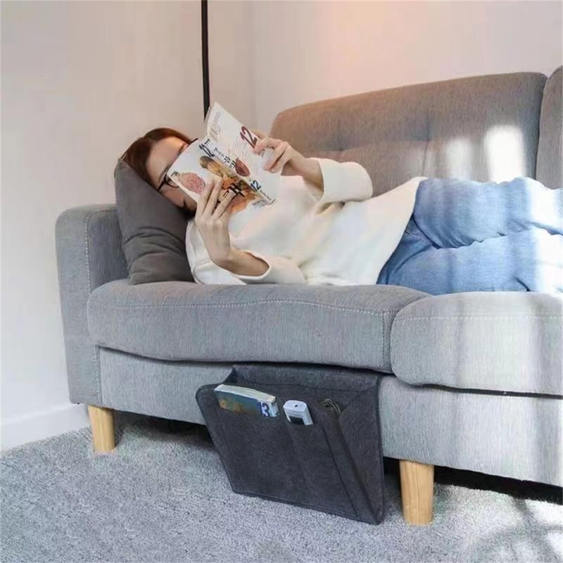 PmHaurient Bedside Caddy,Felt Bed Side Caddy Organizer With 5 Pockets