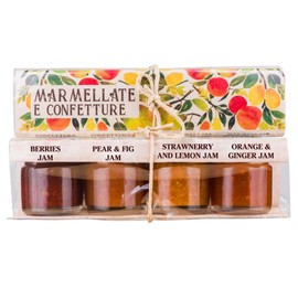 4 Pack, Mini Marmalade Jam Set "Marmellate e Confetture", 1.3 oz each, Mixed Berries Jam, Strawberry And Lemon Jam, Orange And Ginger Marmelade, Fig And Pears Jam, Handpacked in Calabria Italy, Artigiani di Sapori