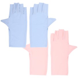 minkissy 2 Pairs Pink Gloves Sun Gloves Nail Anti-uv Gloves Nail Art Accessory Nail Art Anti-uv Gloves Nail Uv Protection Gloves for Women Nail Art Supplies Summer Nylon Nail Lamp