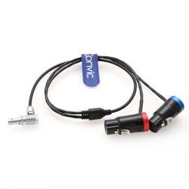 Eonvic Audio Cable for ARRI Alexa 35 Mini LF Camera Right Angle 0B 6pin Male to Dual Channel Low-Profile XLR 3 Pin Female Y Splitter Cable 60cm