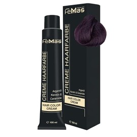 FemMas Haarfarbe Hellbraun Violett 5.2 I Professionelle Creme Haarfarbe mit Arganöl, Keratin & Ceramiden I Als dauerhafte Haarfärbung oder Tönung für strahlende, haltbare Farbergebnisse I 100 ml