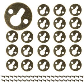 Rierdge 60 Pcs Round Keyhole Hangers with 120 Pcs Screws, Metal Bronze Keyhole Frame Hangers for Picture Frame Cabinet Mirror