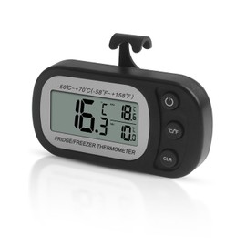 Houdian Digitales Kühlschrankthermometer, Thermometer, maximale/minimale Aufzeichnungsfunktion, wasserdichtes Thermometer für Kühlschrank/Gefrierschrank (schwarz)