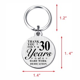 30 Year Work Anniversary Employee Gifts - 30th Work Anniversary Decorations - Thank You 30 Year Employee Anniversary Keychin Gifts