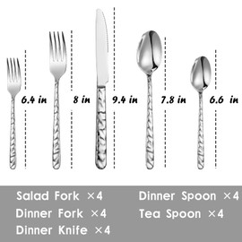 Silverware Set of 20 Stainless Steel Flatware Set Heavy Duty Cutlery Set for 4 Includes Knives Forks Spoons for Home Kitchen Hotel (Silver)