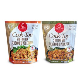 Aleia’s Gluten Free Cook Top Stuffing Mix – Assorted 2 Pack – Includes Seasoned Poultry (5.5oz) & Seasoned Vegetable (5.5oz) – Ready in 5 Minutes – Certified Gluten Free, Dairy Free