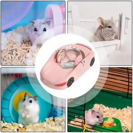 Hamster Running Ball, Car Running Wheel, Hamster Car with Detachable Transparent Ball，3 Modes Available,Suitable for Dwarf Small Pet - Safe, Breathable and Cute (Pink)