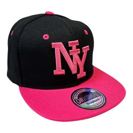 Jeamis Kids NY USA Children's Snapback Baseball Cap Cap Unisex Trucker Starter Baseball Cap Hat Hawaii Summer Cult for Boys and Girls, NY Black Pink, Unit size