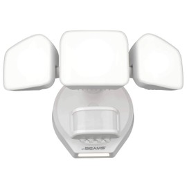 Mr. Beams Pro 3-Head Outdoor Motion Sensing LED Security Light with Cascading Wall Wash, White