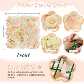 Champagne White Fake Flower Wall Backdrop Panels 5ftx3.74ft Artificial Wedding Floral Wall Backdrop for Bridal Shower Birthday Party Decor