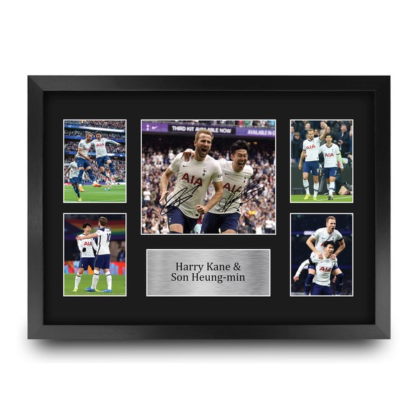 HWC Trading FR A3 Harry Kane & Son Heung-min Tottenham Hotspurs Spurs Affichage de photos autographes signés de souvenirs imprimés pour les fans de football et les supporters - A3 Encadré