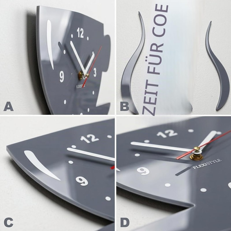 Modern Kitchen Wall Clock, Cup