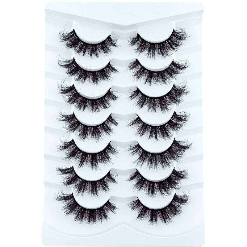 Leipple False Eyelashes, 7 Pairs, 8D Artificial Eyelashes Set, Reusable