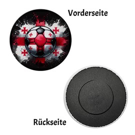 Football Georgia Magnet Round Euro 2024 Fan Item Country Colours Red/White Sporty Ball Flag Magnet for Real Football Enthusiasts