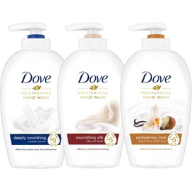 Dove Moisturising Hand Wash Bundle | Deeply Nourishing, Nourishing Silk & Pampering Care – Hydrating Antibacterial Hand Soap with 5x Moisturising Blend | 250ml (Pack of 3)