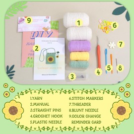 Pnytty Crochet Hooks Set, Complete Multi-Color Crochet Hooks for Beginners Include 100pcs Ergonomic Crochet Hook, Knitting Needles and Crochet Accessories in Storage Case for Handmade Crochet Project