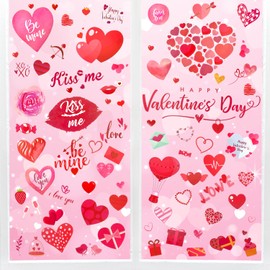 Mauts 9 Sheet Valentines Day Decor，Love Valentines Window Stickers, Reusable Double Sided electrostatic Sticker for Valentine Window Decorations