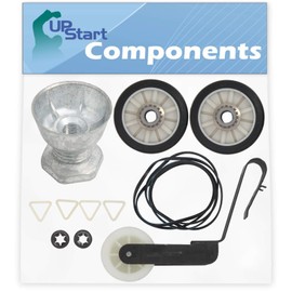 2 Pieces 349241T Dryer Drum Roller, 691366 Idler Pulley, 341241 Drum Belt & 8066184 Motor Pulley Replacement for Whirlpool LEQ9858LG1 Dryer - Compatible with 3397590 & WP691366 & 8066065 & WP8066184