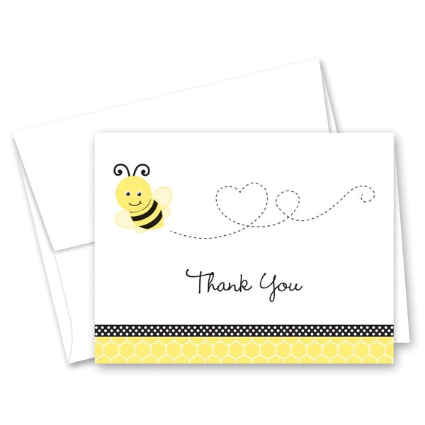 MyExpression.com 50 Cnt Adorable Bee Flying Heart Shape Thank You Cards