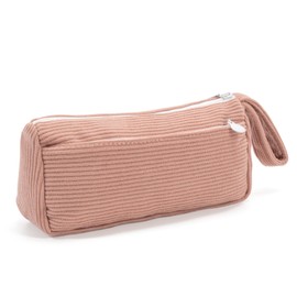 Pencil Case Corduroy Cute Pencil Pouch Aesthetic Pencilcase with Practical Zip Makeup Bag Stationery Pouch for School Teenage Boys Girls (Pink)