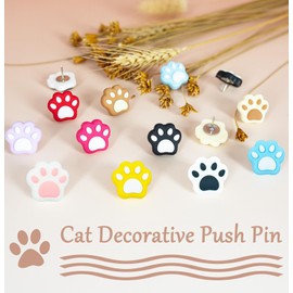 30Pcs Push Pins for Bulletin Board,Cat Push pins,Decorative Thumb Tacks,Animal Dog Cute Pins for Women Office Decor,Classroom,Home Decor (30-Cat Paw)