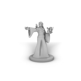 Elven Female Sorcerer With Raven Tabletop DND Gaming Miniature