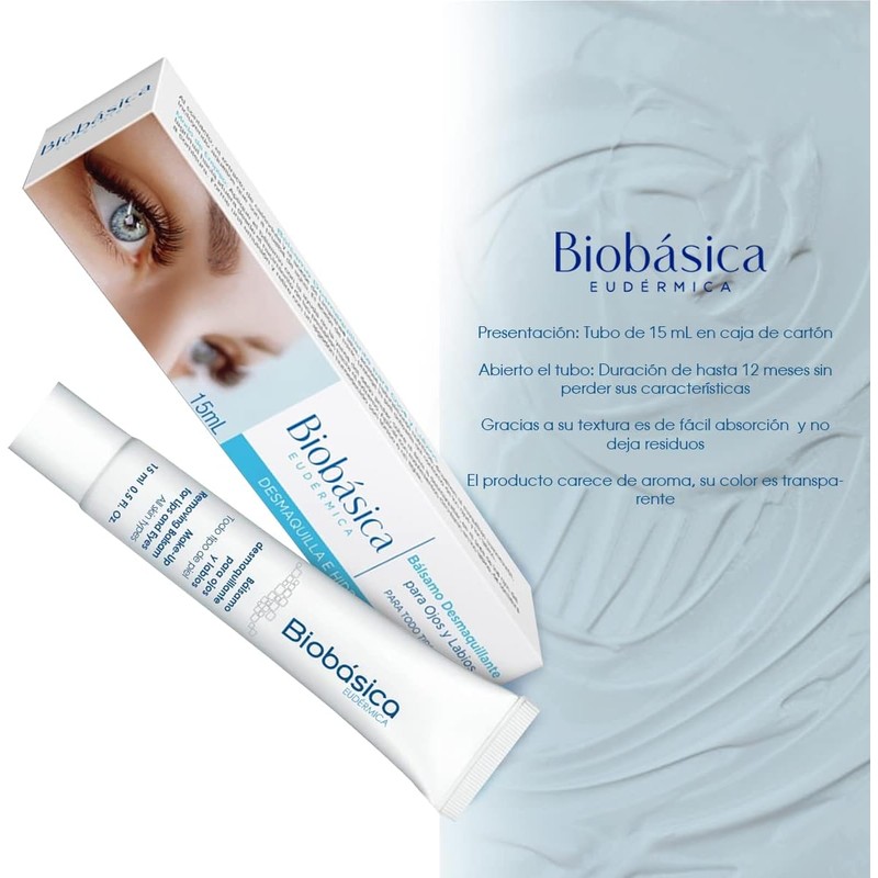 Bálsamo desmaquillante para ojos y labios limpiador protector tonificante hidratante.