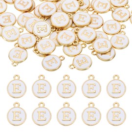 sourcing map 52pcs Letter Charm, Enamel Letter Pendants, Alphabet E Pendants Double Sided Beads Charm for DIY Bracelet Necklace Pendants Earring Jewelry, White