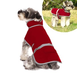 Red XS Dog Rain Coat, Waterproof with Fleece Lining, Thickened Jumper for Puppy Dogs